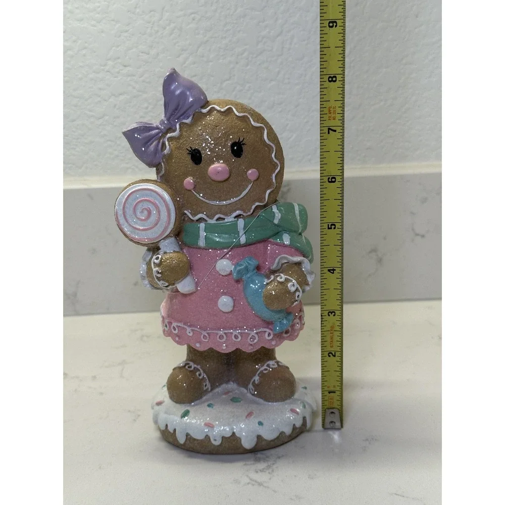 Hobby Lobby Robert Stanley Pastel Gingerbread Girl Figurine Pink Christmas 8.5